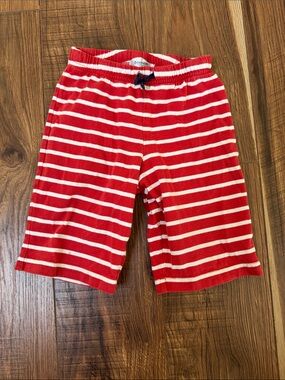 Baby Boden Red and White Striped Knit Shorts